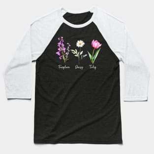 Foxglove Daisy Tulip Baseball T-Shirt
